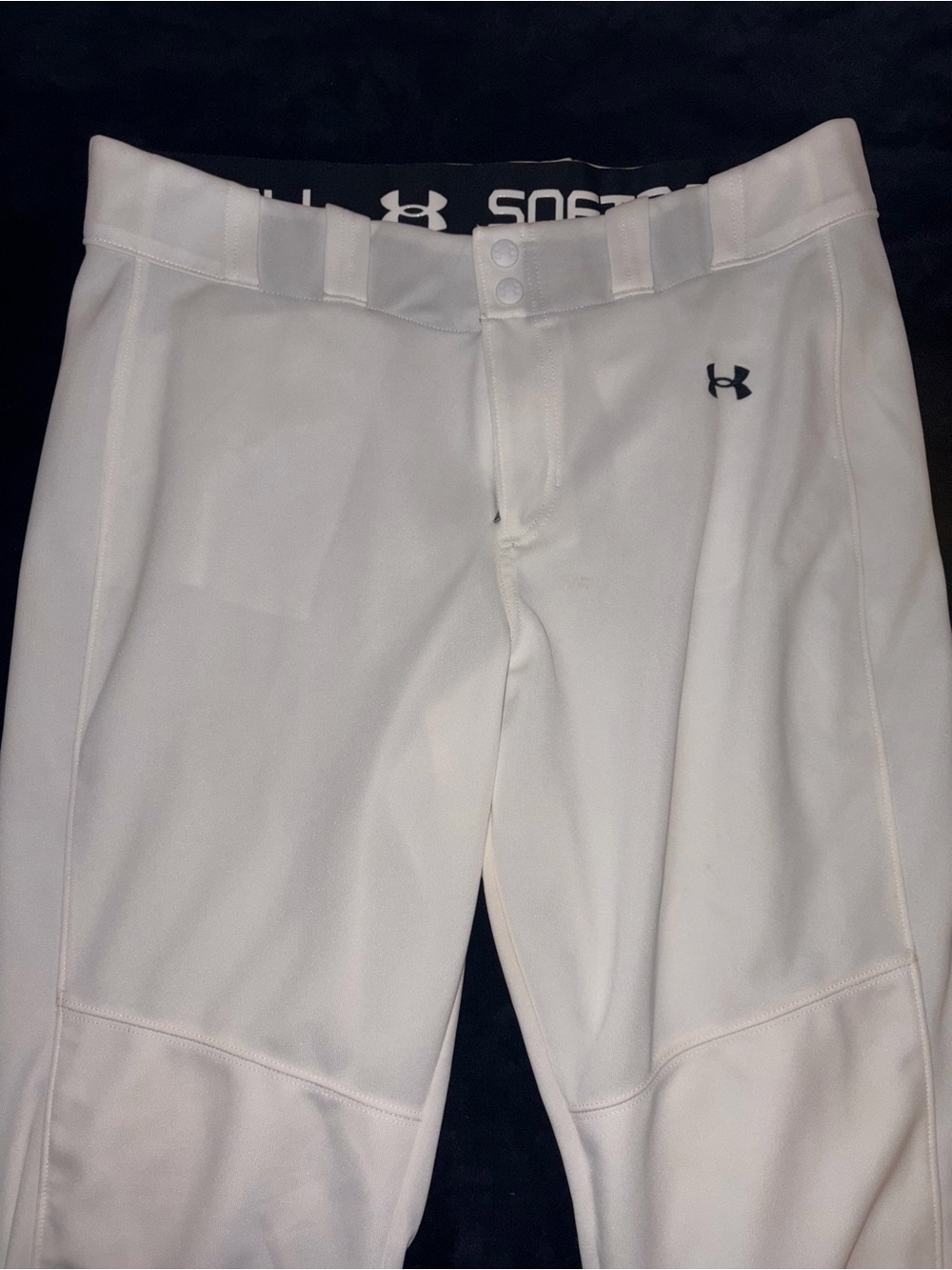 Under Armour White Women's Softball Pants with Subtle Black Logo
